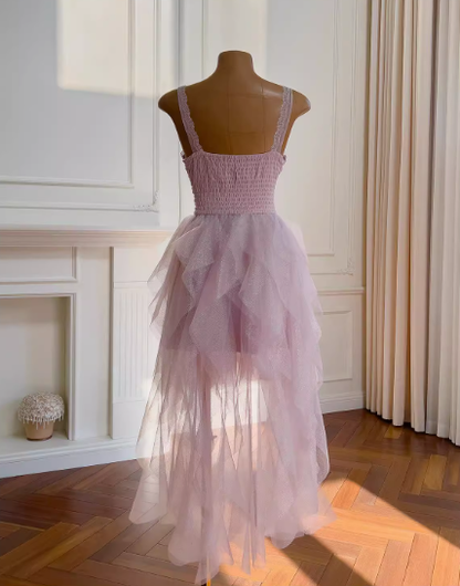 Cute A line Straps Tulle Pink Layers Short Mini Formal 8th Grade Homecoming Dresses Middle School Short Cocktail Dress Hoco Outfits DH1991