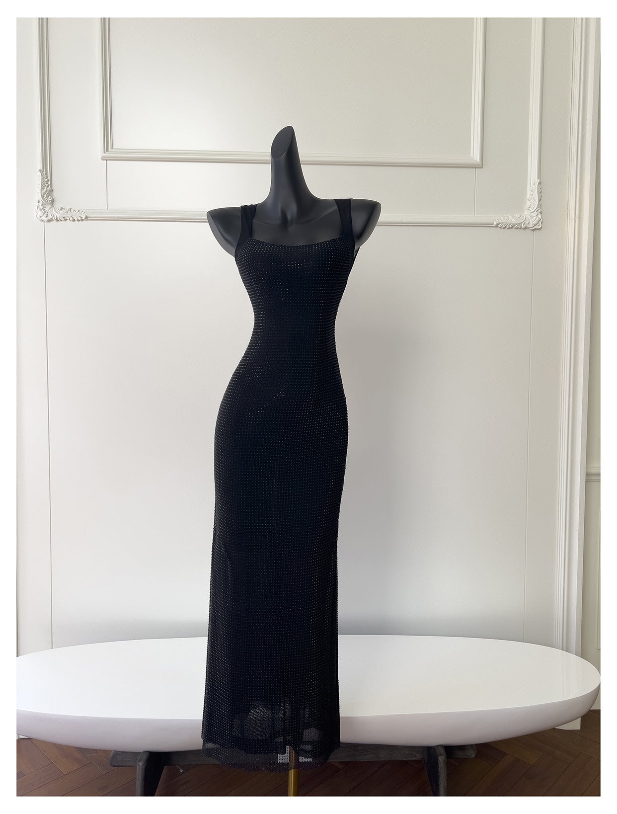 Sexy Mermaid Square Neck Black Sequin Long Prom Dresses Party Dress 20th Birthday Outfits Graduation Dresses DH1995