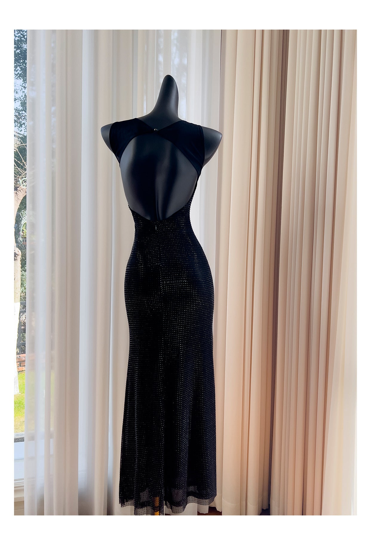 Sexy Mermaid Square Neck Black Sequin Long Prom Dresses Party Dress 20th Birthday Outfits Graduation Dresses DH1995