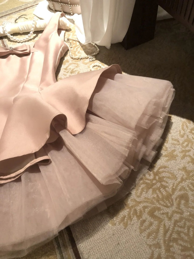 Unique A line Scoop Pink Satin Short Mini Formal 8th Grade Homecoming Dresses Middle School Short Cocktail Dress Hoco Outfits DH2096