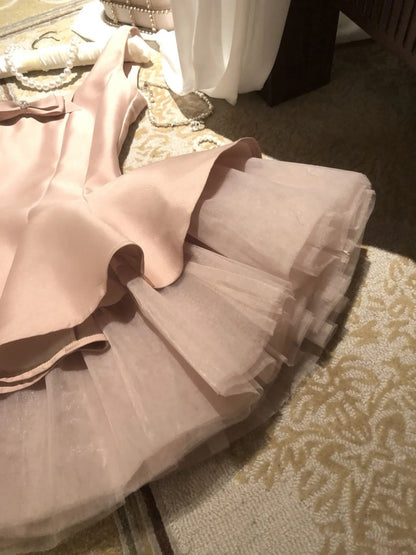 Unique A line Scoop Pink Satin Short Mini Formal 8th Grade Homecoming Dresses Middle School Short Cocktail Dress Hoco Outfits DH2096