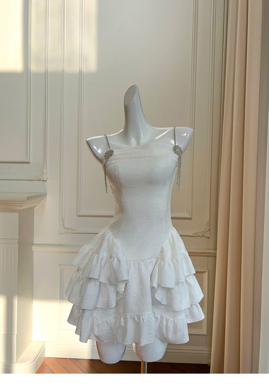 Modest A Line Spaghetti Straps White Satin Formal 8th Grade Homecoming Dresses Middle School Short Birthday Gowns Graduation Dress Hoco Outfits DH2107