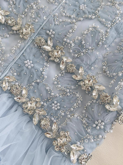 Modest A Line Jewel Neck Light Sky Blue Tulle Formal 8th Grade Homecoming Dress Middle School Short 18th Birthday Outfits Graduation Dress Hoco Dresses DH2130