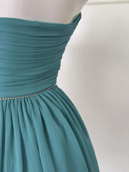 Robe de soirée courte en mousseline de soie, coupe trapèze, sans bretelles, tenue de soirée, de remise de diplôme, pour le collège, pour un 19e anniversaire, Hoco Dresses DH2181
