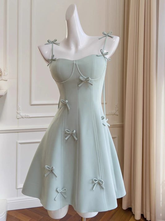 Ästhetisches A-Linien-Spaghettiträger-Mintgrünes formelles Mini-Heimkehrkleid Middle School Kurzes 17. Geburtstags-Outfits Abschlusskleid Hoco Kleider DH2187