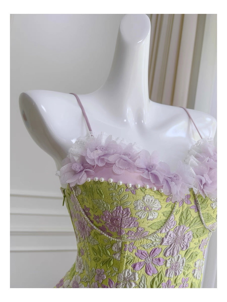 Robe de soirée courte à bretelles spaghetti et imprimé floral, coupe trapèze, tenue de soirée, de remise de diplôme, pour 17e anniversaire, Hoco DH2194