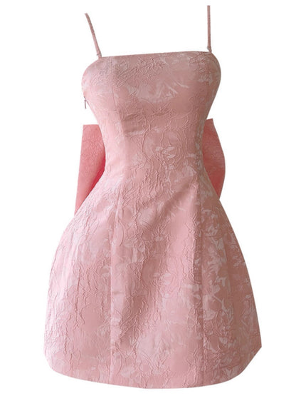 Robe de soirée courte à bretelles spaghetti, coupe trapèze, imprimé floral rose, tenue de cocktail, robe de remise de diplôme, robe Hoco DH2195