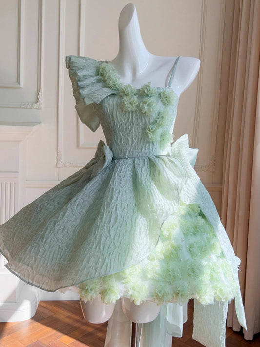 Cute Ball Gown Mint Green Satin Formal Short Mini Homecoming Dress Middle School 20th Birthday Outfits Graduation Dress Cocktail Dresses DH2200