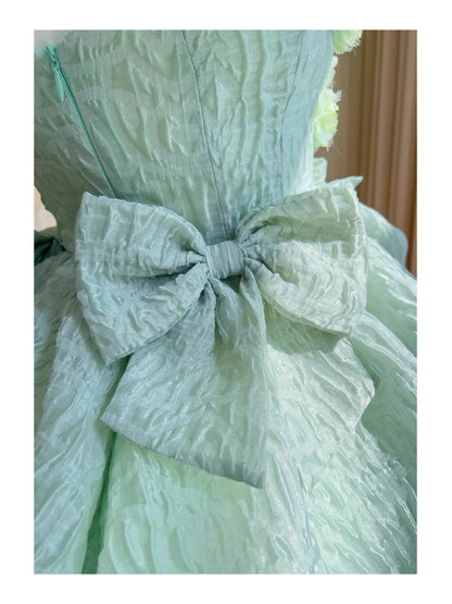 Cute Ball Gown Mint Green Satin Formal Short Mini Homecoming Dress Middle School 20th Birthday Outfits Graduation Dress Cocktail Dresses DH2200