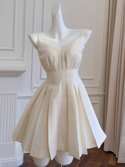 Robe de soirée courte en satin à bretelles spaghetti, coupe trapèze, tenue de cocktail, de remise de diplôme, Hoco DH2204