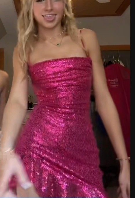 Modest Sheath Straps Pink Sequin Short Formal Homecoming Dress Middle School Short 18th Birthday Outfits Graduation Dress Cocktail Dresses DH2251