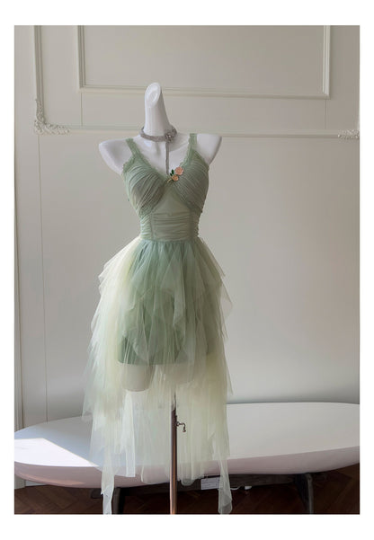 Pretty A Line Sage Green Tulle Formal Homecoming Dresses Middle School Short 21st Birthday Outfits Graduation Dress Mini Cocktail Dresses DH2309