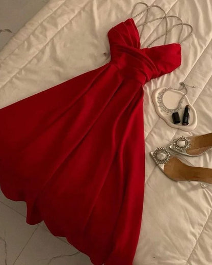 Pretty A line Spaghetti Straps Red Formal 8th Grade Homecoming Dresses Summer Middle School Hoco Dress Homecoming Outfits DH231