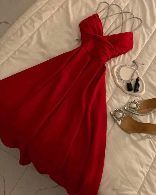 Pretty A line Spaghetti Straps Red Formal 8th Grade Homecoming Dresses Summer Middle School Hoco Dress Homecoming Outfits DH231