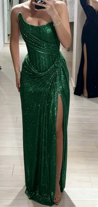 Robe de bal élégante, fourreau, bustier, rose, à paillettes, fendue, longue, tenue de soirée, pour 22e anniversaire, robe de remise de diplôme, DH2314