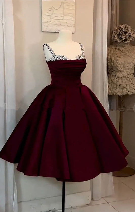 Cute Ball Gown Spaghetti Straps Wine Red Short Formal 8th Grade Homecoming Dresses Summer Middle School Hoco Dress Homecoming Outfits DH236