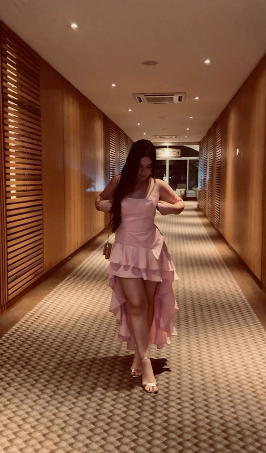 Robe de soirée rose sans bretelles, jolie robe de cocktail d'été Hoco DH2372