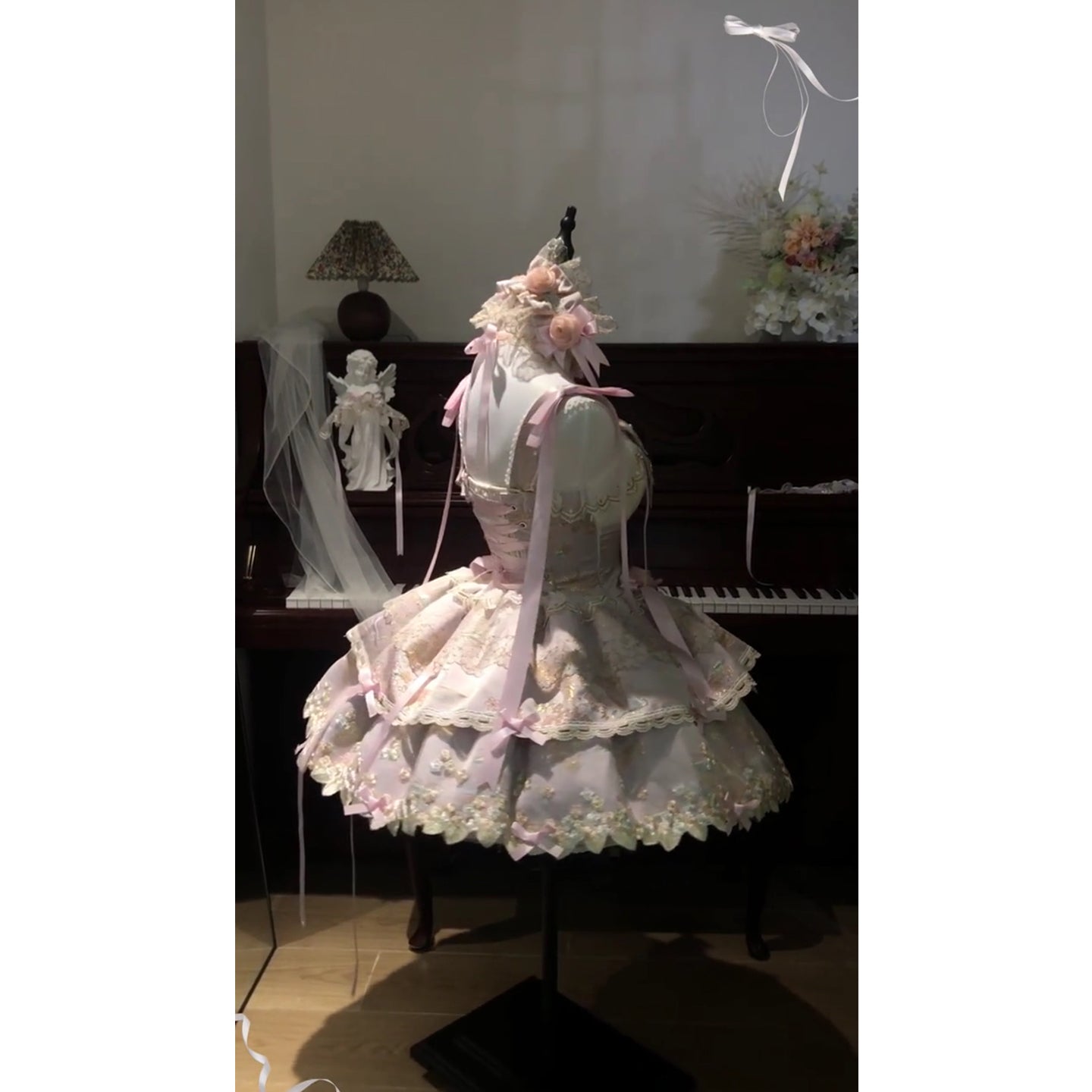 Robe de bal vintage à bretelles spaghetti en dentelle, robe d'été pour 18e anniversaire, robe Lolita, mini tenue pour 18e anniversaire, tenue Lolita courte DH2405