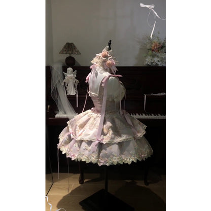 Robe de bal vintage à bretelles spaghetti en dentelle, robe d'été pour 18e anniversaire, robe Lolita, mini tenue pour 18e anniversaire, tenue Lolita courte DH2405