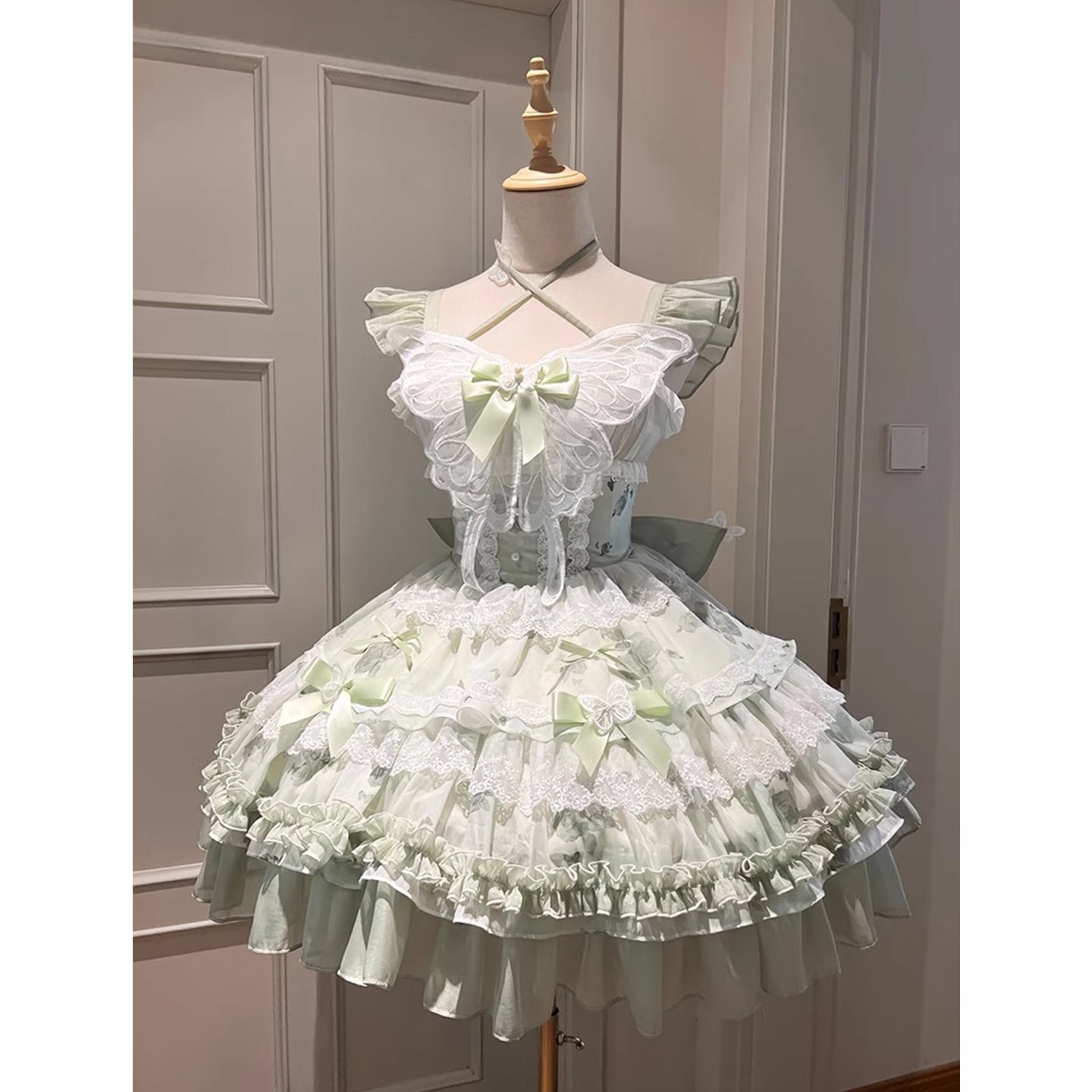 Vintage Ball Gown Square Neck Mint Green Lace Summer 16th Birthday Dress Lolita Dress Mini 18th Birthday Outfits Short Lolita Outfit DH2407