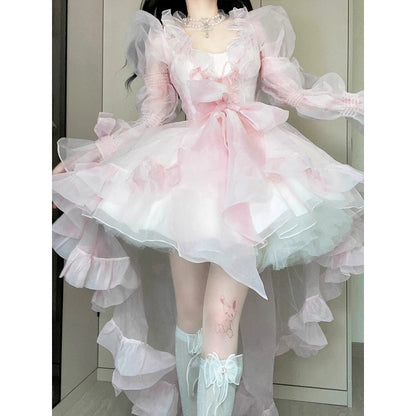 Robe de bal vintage à bretelles spaghetti, mini robe rose d'été pour 16e anniversaire, tenue Lolita courte pour 18e anniversaire, tenue Lolita courte DH2422