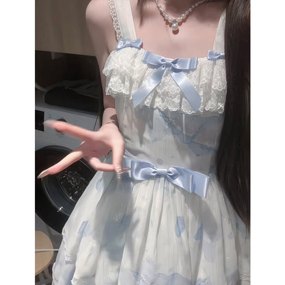 Cute A line Square Neck White Short Mini Summer 16th Birthday Dress Lolita Dress Mini 18th Birthday Outfits Lolita Outfit DH2437