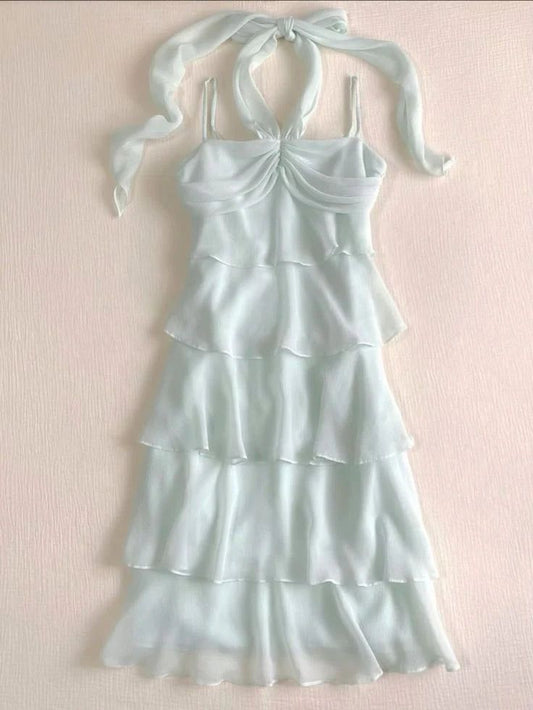 Robe de soirée courte bleu ciel à bretelles spaghetti, coupe trapèze, tenue de soirée, de remise de diplôme, de cocktail, DH2450