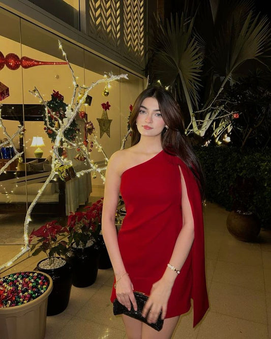 Jolie robe de soirée rouge asymétrique, coupe trapèze, tenue de soirée pour 18e anniversaire, robe de remise de diplôme, robe de cocktail courte et courte, DH2492