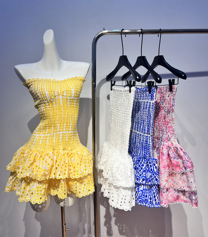 Robe fourreau bustier moulante en dentelle jaune, tenue de soirée, tenue de 18e anniversaire, robe de remise de diplôme, robe courte Hoco DH2523