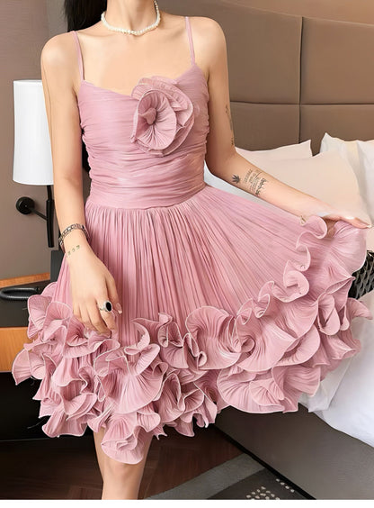 Jolie robe de bal à bretelles spaghetti rose poudré, robe de soirée courte pour 16e anniversaire, robe de remise de diplôme, mini robe Hoco DH2530