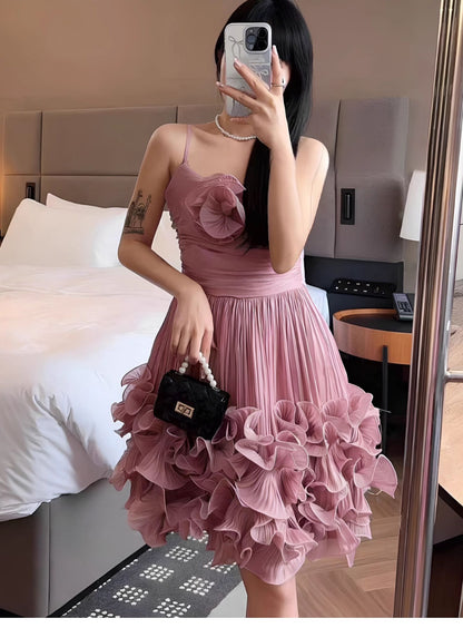 Jolie robe de bal à bretelles spaghetti rose poudré, robe de soirée courte pour 16e anniversaire, robe de remise de diplôme, mini robe Hoco DH2530