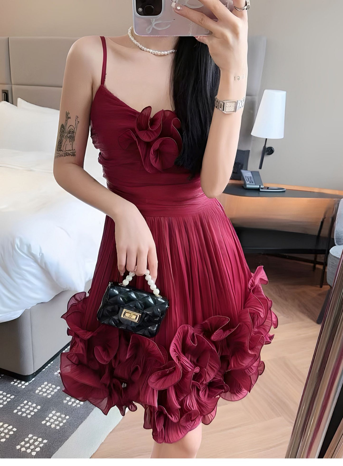 Robe de bal modeste à bretelles spaghetti bleu poudré, robe de soirée courte pour 16e anniversaire, robe de remise de diplôme, mini robe Hoco DH2531