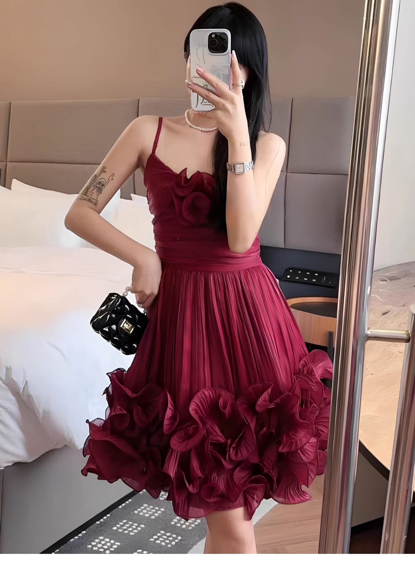 Robe de bal modeste à bretelles spaghetti bleu poudré, robe de soirée courte pour 16e anniversaire, robe de remise de diplôme, mini robe Hoco DH2531