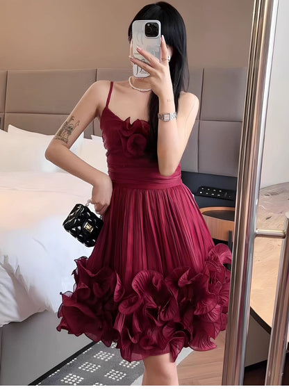 Robe de bal modeste à bretelles spaghetti bleu poudré, robe de soirée courte pour 16e anniversaire, robe de remise de diplôme, mini robe Hoco DH2531