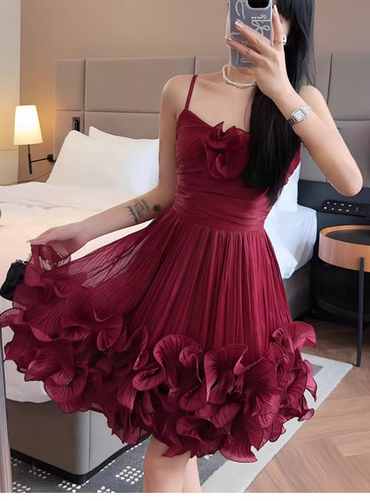 Robe de bal modeste à bretelles spaghetti bleu poudré, robe de soirée courte pour 16e anniversaire, robe de remise de diplôme, mini robe Hoco DH2531