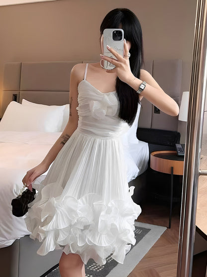 Robe de bal modeste à bretelles spaghetti bleu poudré, robe de soirée courte pour 16e anniversaire, robe de remise de diplôme, mini robe Hoco DH2531