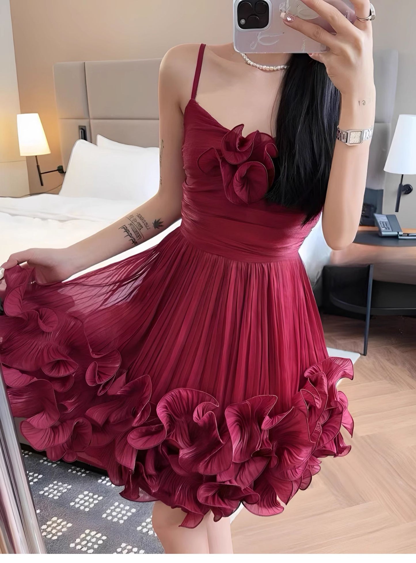 Robe de bal modeste à bretelles spaghetti bleu poudré, robe de soirée courte pour 16e anniversaire, robe de remise de diplôme, mini robe Hoco DH2531
