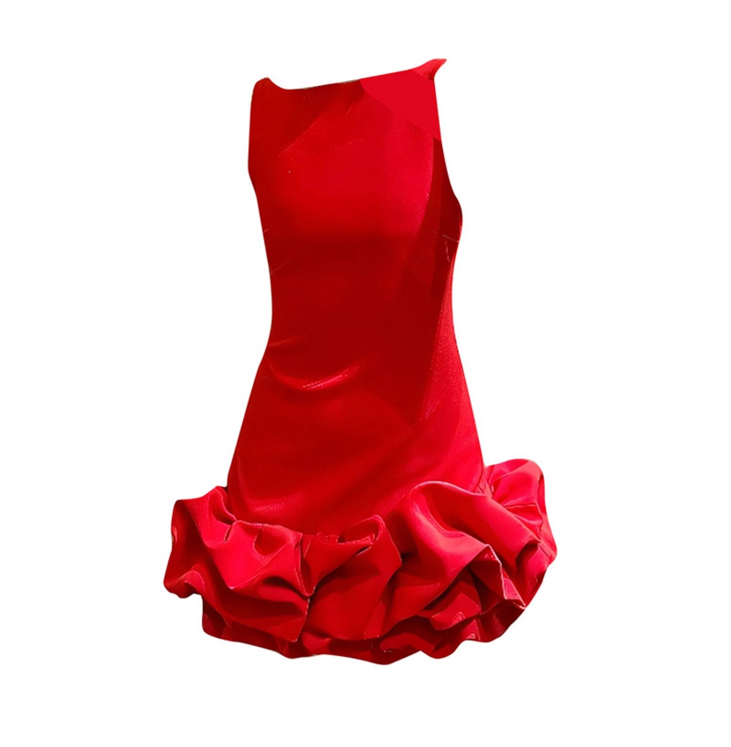 Robe fourreau sexy à col rond en satin rouge, courte, tenue de soirée, robe d'été Hoco, mini robe de cocktail DH2533