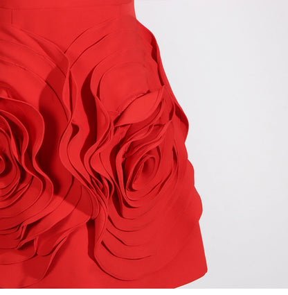 Robe de soirée en satin rouge, coupe trapèze, sans bretelles, tenue de soirée, pour 18e anniversaire, robe de remise de diplôme, courte, mini, Hoco, DH2535