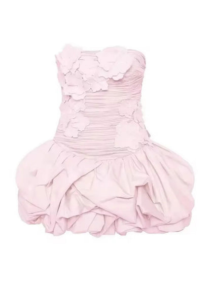 Robe de bal modeste sans bretelles en satin et dentelle, tenue de soirée courte pour 16e anniversaire, robe de remise de diplôme, mini robe Hoco DH2540