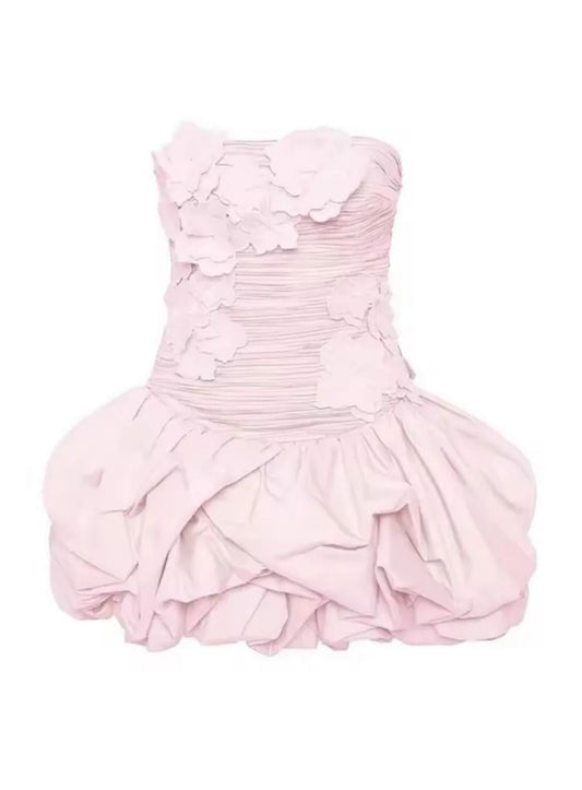 Robe de bal modeste sans bretelles en satin et dentelle, tenue de soirée courte pour 16e anniversaire, robe de remise de diplôme, mini robe Hoco DH2540