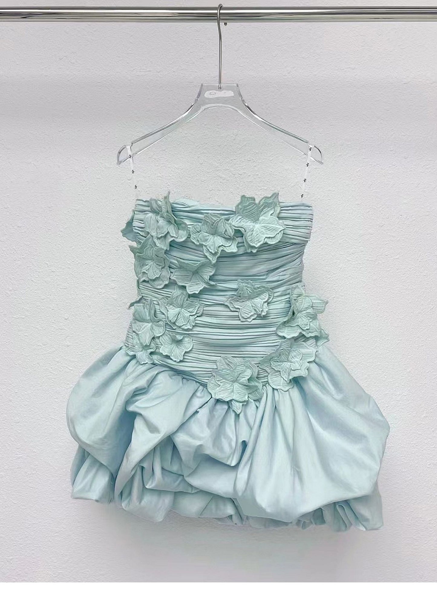 Robe de bal modeste sans bretelles en satin et dentelle, tenue de soirée courte pour 16e anniversaire, robe de remise de diplôme, mini robe Hoco DH2540