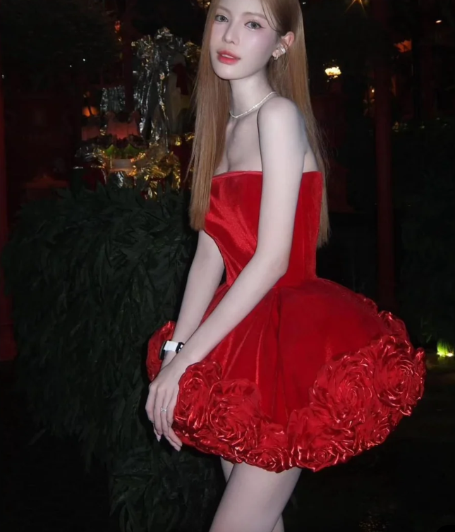 Robe de bal sexy bustier en satin rouge, tenue de soirée formelle, tenue de 18e anniversaire, robe de remise de diplôme, robe courte Hoco DH2544