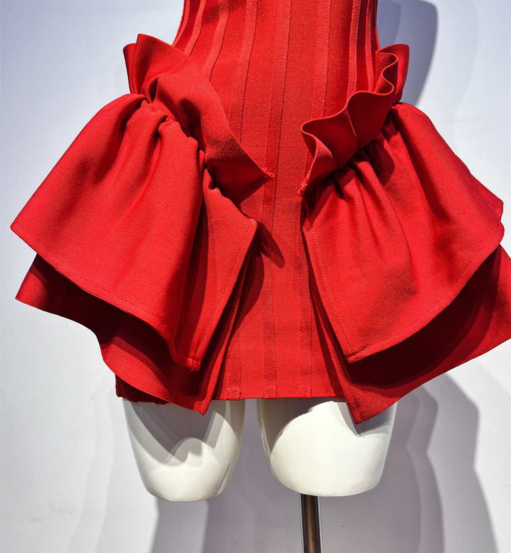 Robe de soirée trapèze en satin rouge à bretelles spaghetti, tenue de soirée pour 16e anniversaire, robe de remise de diplôme, mini robe courte Hoco DH2548