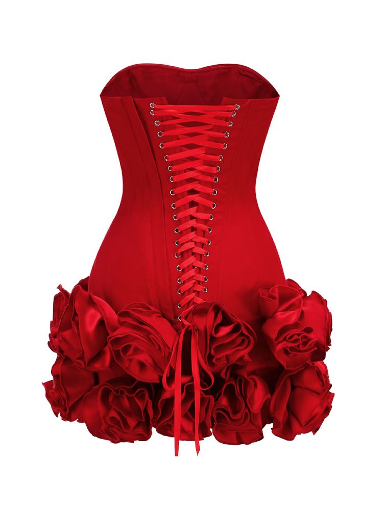 Robe fourreau sexy bustier en satin rouge, tenue de soirée, tenue de 18e anniversaire, robe de remise de diplôme, robe courte Hoco DH2550