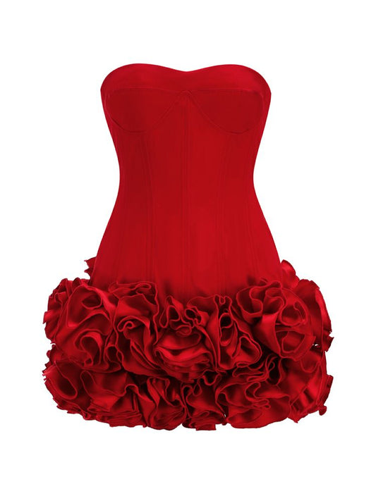 Robe fourreau sexy bustier en satin rouge, tenue de soirée, tenue de 18e anniversaire, robe de remise de diplôme, robe courte Hoco DH2550