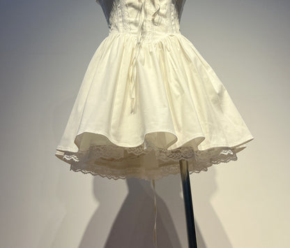 Robe de soirée trapèze en dentelle blanche à col carré et jolie robe de cocktail courte d'été Hoco DH2553