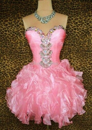 Robe de bal mignonne en tulle rose clair, décolleté en cœur, robe de soirée formelle, robe de bal de fin d'année, robe courte courte Hoco DH2564
