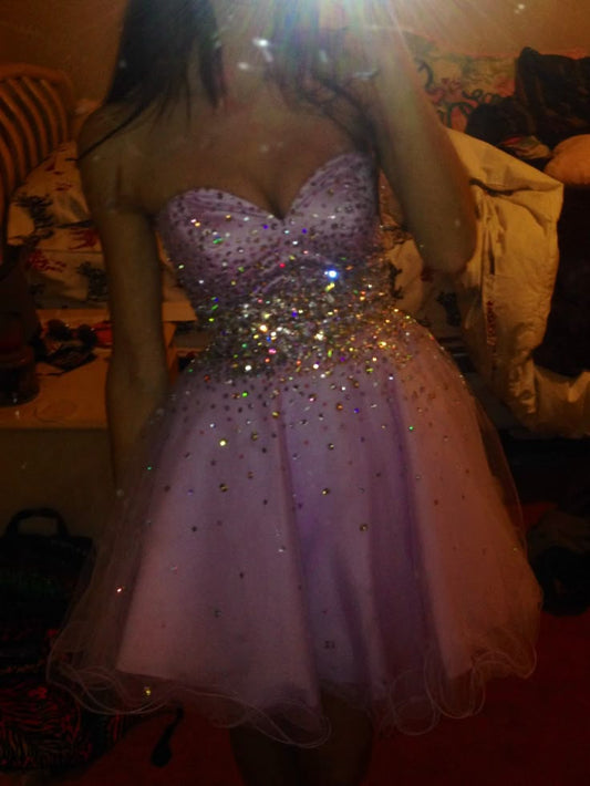Robe de bal mignonne en tulle rose, décolleté en cœur, robe de soirée formelle, robe de bal de fin d'année, robe courte Hoco DH2575