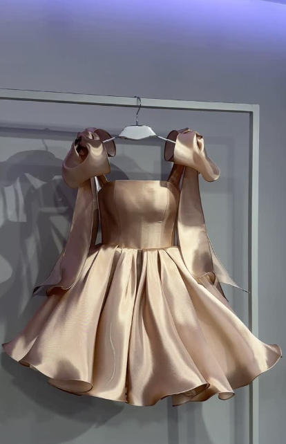 Cute Ball Gown Straps Pink Satin Short Formal 8th Grade Homecoming Dresses Middle School Cocktail Dress Hoco Outfits DH2591